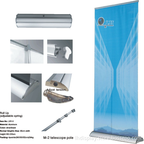 Good quality adjustable sping aluminium roll up display banner stand